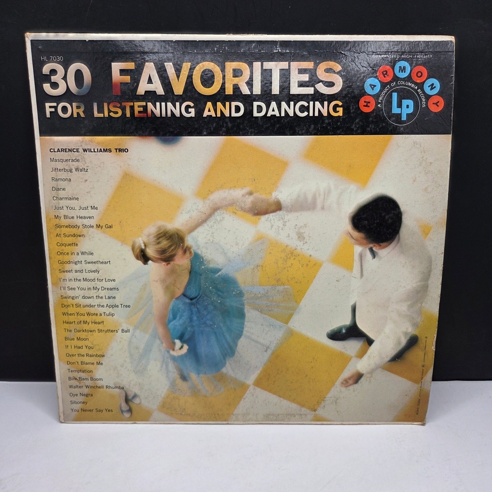 Harmony 30 Favorites Listening Dancing Clarence Williams Trio Vinyl LP HL 7030